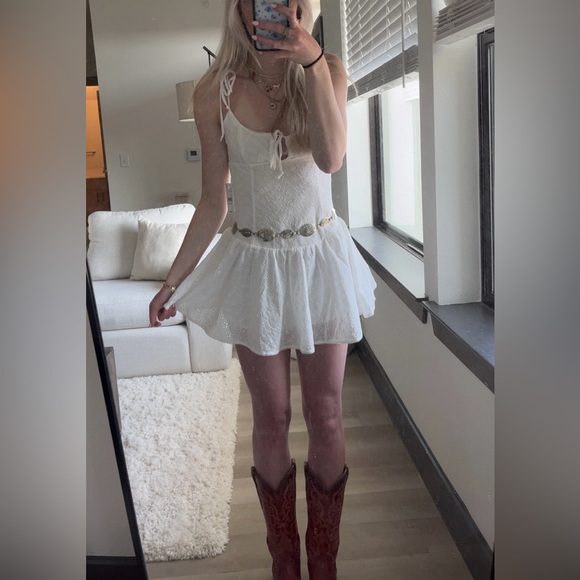 PacSun White Mini Dress with Lace Accents - Picture 1 of 4